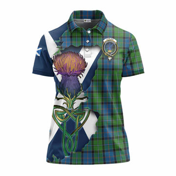 Tartan Vibes Clothing Stirling Tartan Family Crest Women's Polo Shirt Scottish Thistle Celtic Inspired