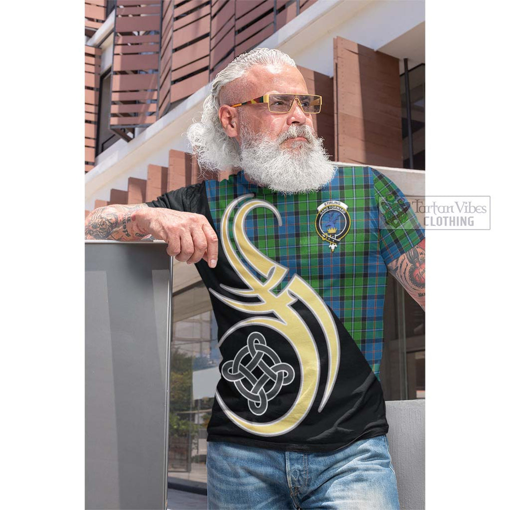 Tartan Vibes Clothing Stirling Tartan Cotton T-shirt with Family Crest and Celtic Symbol Style