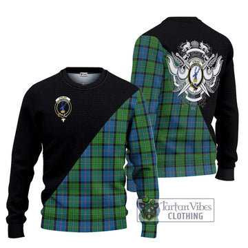 Stirling Tartan Knitted Sweater with Family Crest and Military Logo Style Unisex - Tartanvibesclothing Shop