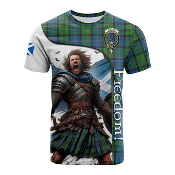 Tartan Vibes Clothing Stirling Crest Tartan Cotton T-shirt Inspired by the Freedom of Scottish Warrior