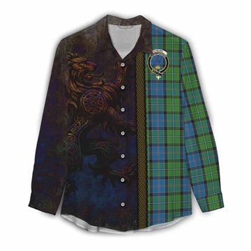 Tartan Vibes Clothing Stirling Tartan Family Crest Women's Casual Shirt Alba Gu Brath Be Brave Lion Ancient Style