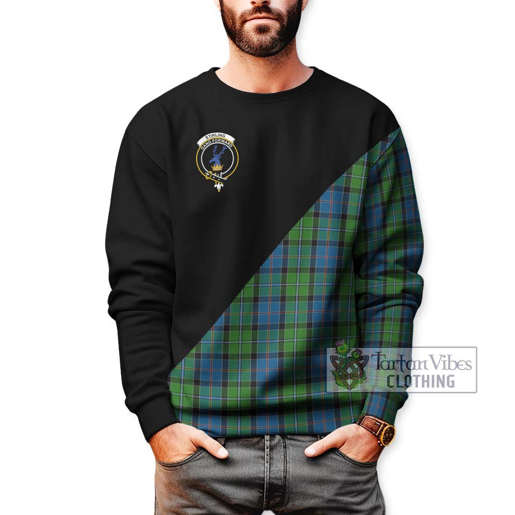 Stirling Tartan Sweatshirt with Family Crest and Military Logo Style Unisex - Tartanvibesclothing Shop