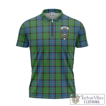Tartan Vibes Clothing Stirling Tartan Zipper Polo Shirt with Family Crest