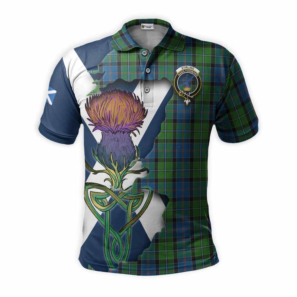 Tartan Vibes Clothing Stirling Tartan Family Crest Polo Shirt Scottish Thistle Celtic Inspired