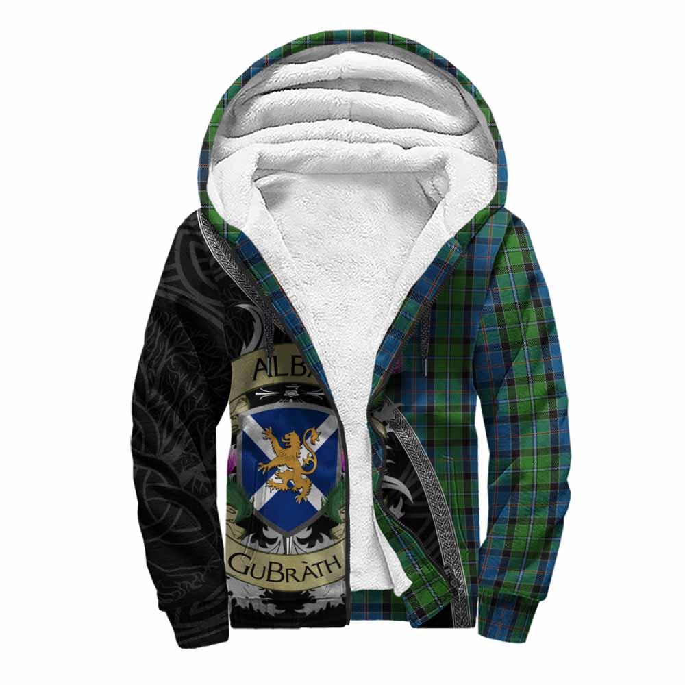 Tartan Vibes Clothing Stirling Tartan Family Crest Sherpa Hoodie Lion Rampant Royal Thistle Shield Celtic Inspired