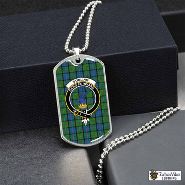 Tartan Vibes Clothing Stirling Tartan Dog Tag Necklace with Family Crest