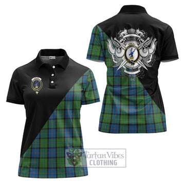 Stirling Tartan Women's Polo Shirt with Family Crest and Military Logo Style Women - Tartanvibesclothing Shop
