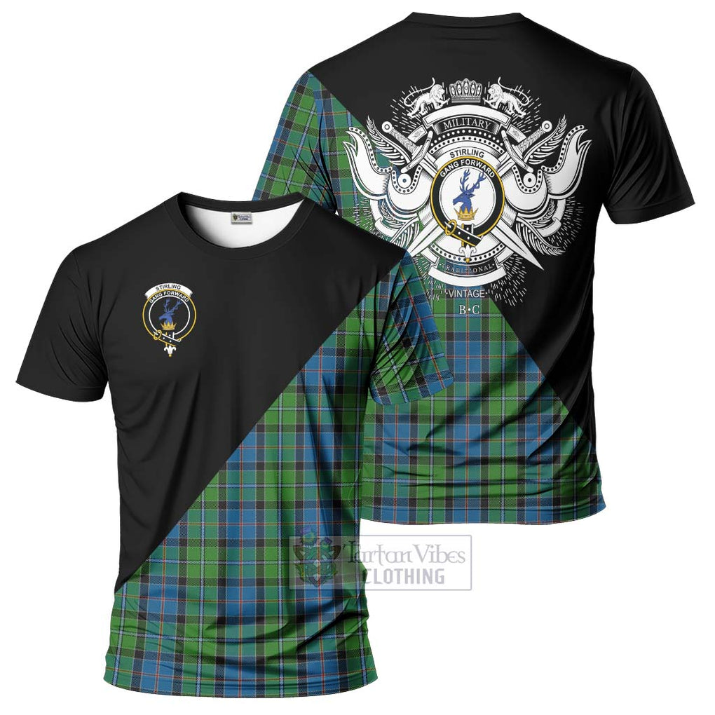 Stirling Tartan T-Shirt with Family Crest and Military Logo Style Kid's Shirt - Tartanvibesclothing Shop
