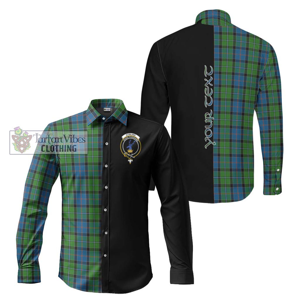 Stirling Tartan Long Sleeve Button Shirt with Family Crest and Half Of Me Style Men's Shirt S - Tartanvibesclothing Shop