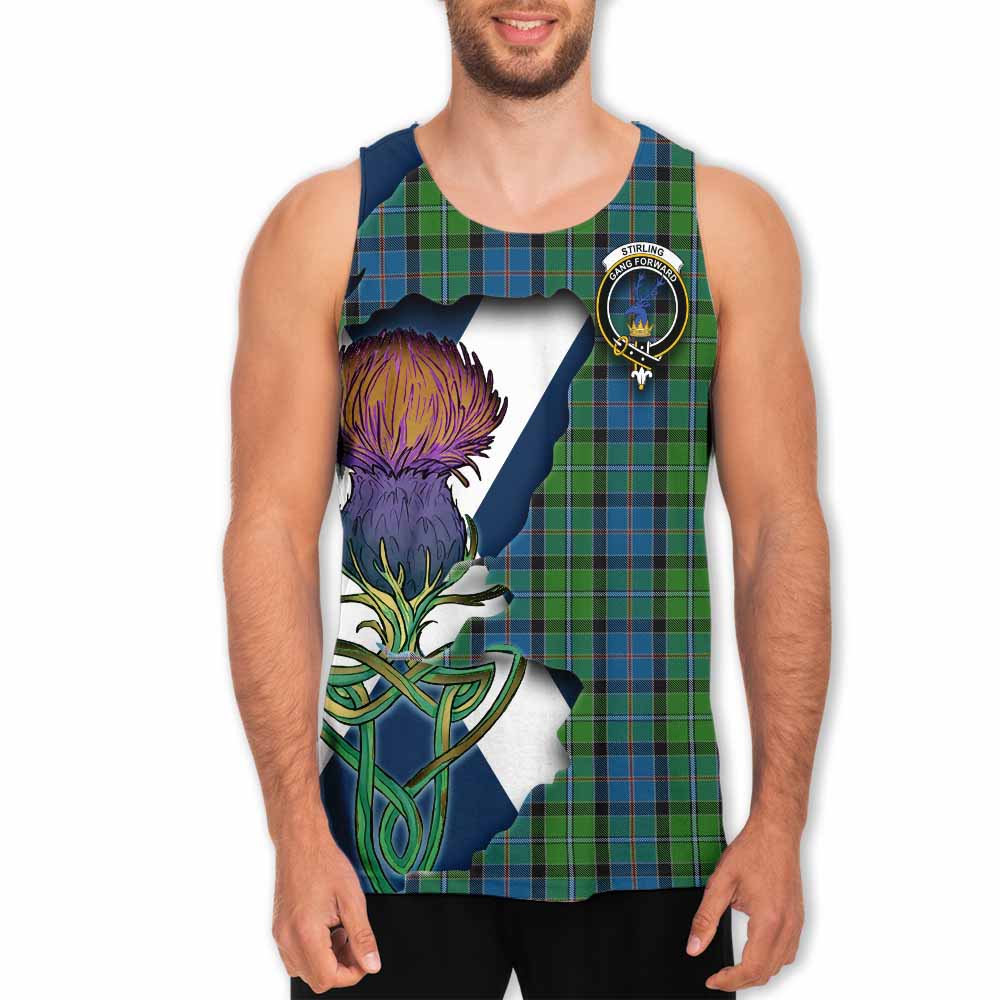 Tartan Vibes Clothing Stirling Tartan Family Crest Men's Tank Top Scottish Thistle Celtic Inspired