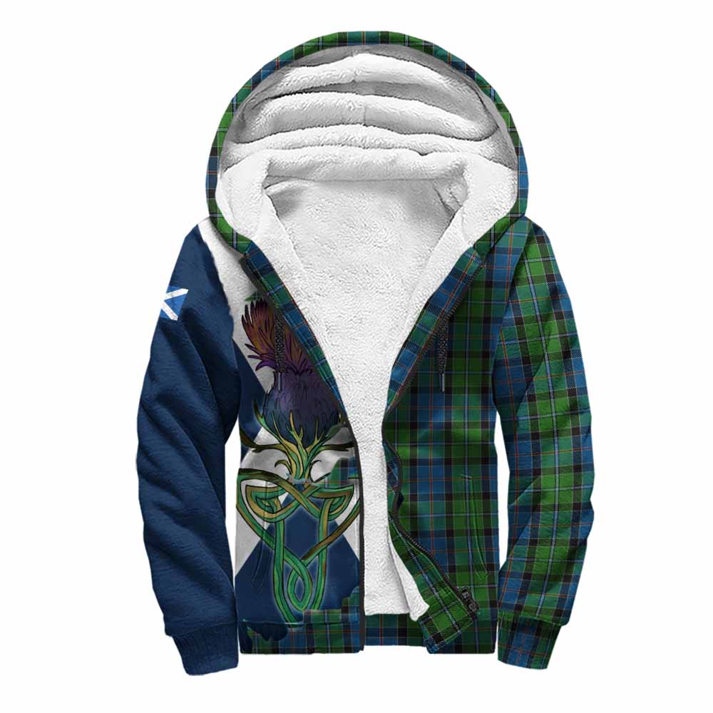 Tartan Vibes Clothing Stirling Tartan Family Crest Sherpa Hoodie Scottish Thistle Celtic Inspired