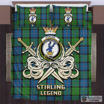 Stirling Tartan Bedding Set with Clan Crest and the Golden Sword of Courageous Legacy