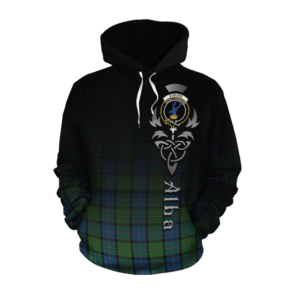 Tartan Vibes Clothing Stirling Tartan Cotton Hoodie Featuring Alba Gu Brath Family Crest Celtic Inspired