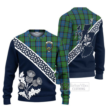 Tartan Vibes Clothing Stirling Tartan Knitted Sweater Featuring Thistle and Scotland Map