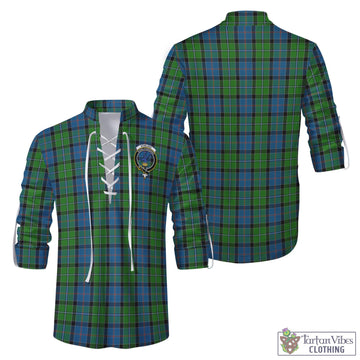 Stirling Tartan Men's Scottish Traditional Jacobite Ghillie Kilt Shirt with Family Crest