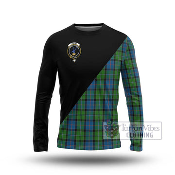 Stirling Tartan Long Sleeve T-Shirt with Family Crest and Military Logo Style Unisex - Tartanvibesclothing Shop