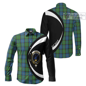 Stirling Tartan Long Sleeve Button Up with Family Crest Circle Style Men's Shirt S - Tartan Vibes Clothing