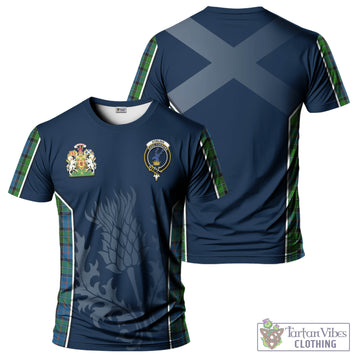 Tartan Vibes Clothing Stirling Tartan T-Shirt with Family Crest and Scottish Thistle Vibes Sport Style
