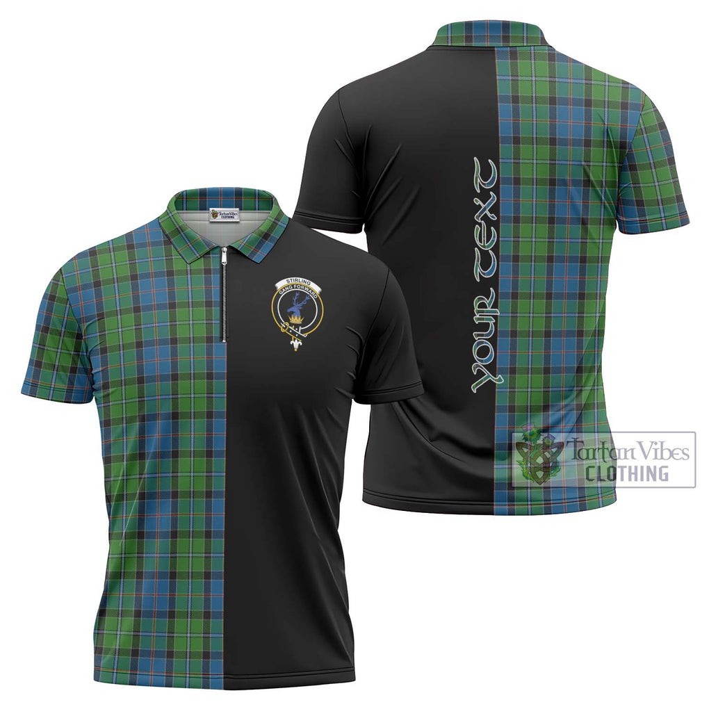 Stirling Tartan Zipper Polo Shirt with Family Crest and Half Of Me Style Unisex - Tartanvibesclothing Shop