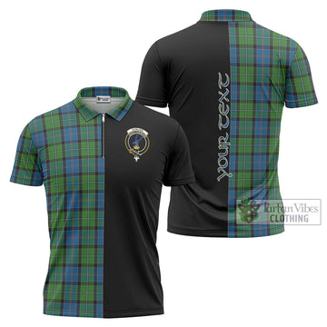 Stirling Tartan Zipper Polo Shirt with Family Crest and Half Of Me Style Unisex - Tartanvibesclothing Shop