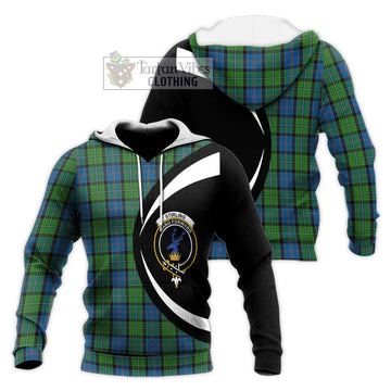 Stirling Tartan Knitted Hoodie with Family Crest Circle Style Unisex Knitted Pullover Hoodie - Tartan Vibes Clothing