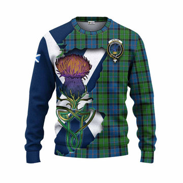 Tartan Vibes Clothing Stirling Tartan Family Crest Knitted Sweater Scottish Thistle Celtic Inspired