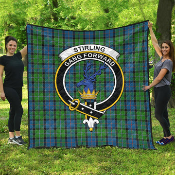 Stirling Tartan Quilt with Family Crest