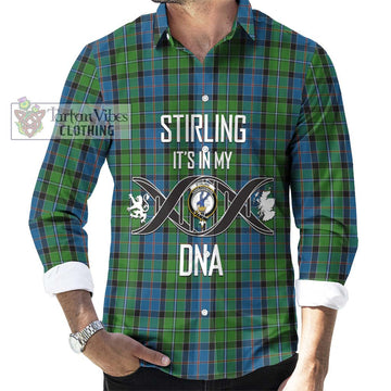 Stirling Tartan Long Sleeve Button Shirt with Family Crest DNA In Me Style Men's Shirt S - Tartanvibesclothing Shop