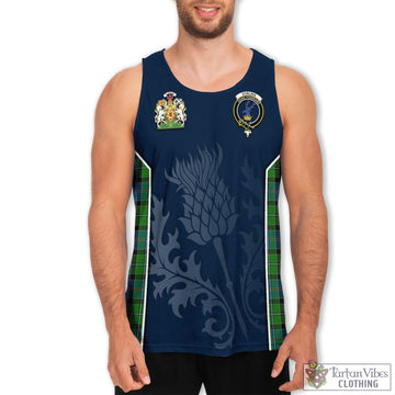 Stirling Tartan Men's Tanks Top with Family Crest and Scottish Thistle Vibes Sport Style