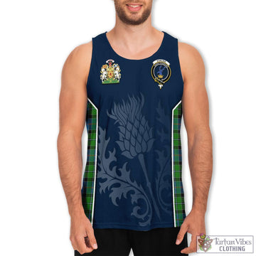 Tartan Vibes Clothing Stirling Tartan Men's Tanks Top with Family Crest and Scottish Thistle Vibes Sport Style