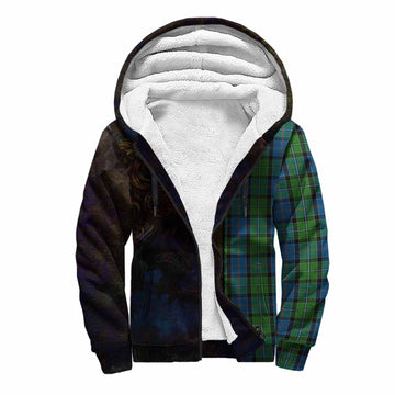 Tartan Vibes Clothing Stirling Tartan Family Crest Sherpa Hoodie Alba Gu Brath Be Brave Lion Ancient Style