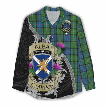 Tartan Vibes Clothing Stirling Tartan Family Crest Women's Casual Shirt Lion Rampant Royal Thistle Shield Celtic Inspired