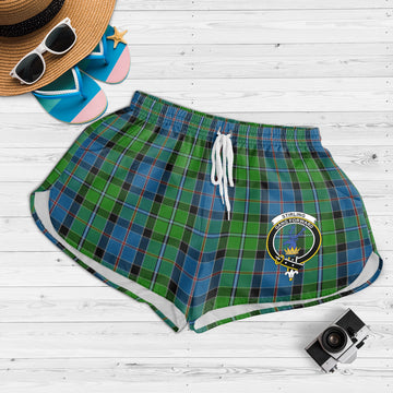 Stirling Tartan Womens Shorts with Family Crest