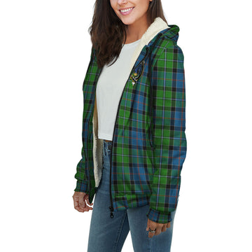 Stirling Tartan Sherpa Hoodie with Family Crest