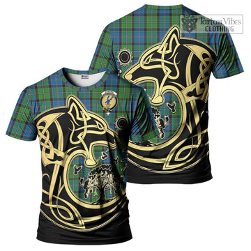 Stirling Tartan T-Shirt with Family Crest Celtic Wolf Style Kid's Shirt - Tartan Vibes Clothing