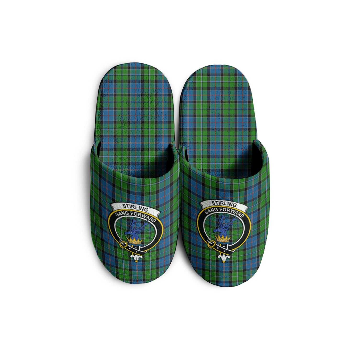 Stirling Tartan Home Slippers with Family Crest - Tartanvibesclothing Shop