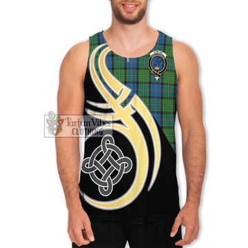 Stirling Tartan Men's Tank Top with Family Crest and Celtic Symbol Style Men - Tartan Vibes Clothing