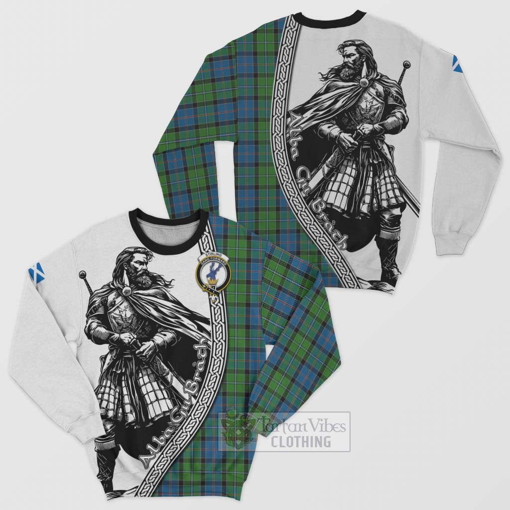 Tartan Vibes Clothing Stirling Tartan Clan Crest Sweatshirt with Highlander Warrior Celtic Style