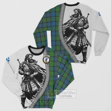 Tartan Vibes Clothing Stirling Tartan Clan Crest Sweatshirt with Highlander Warrior Celtic Style