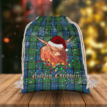 Tartan Vibes Clothing Stirling Tartan Christmas Santa's Bag with Highland Cow