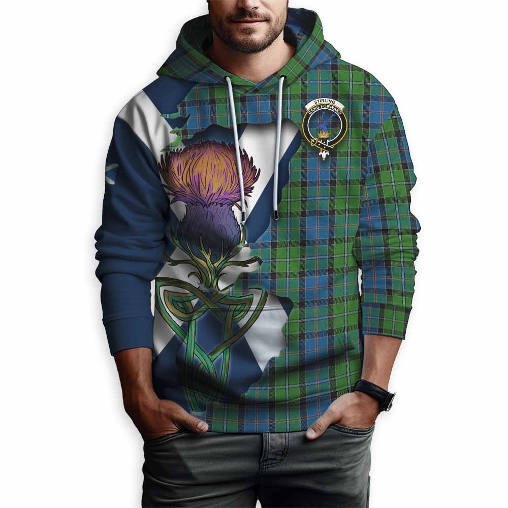 Tartan Vibes Clothing Stirling Tartan Family Crest Hoodie Scottish Thistle Celtic Inspired
