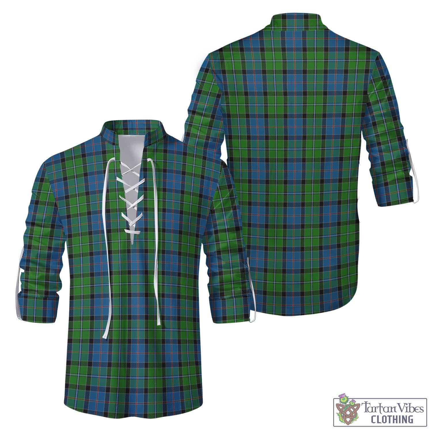 Tartan Vibes Clothing Stirling Tartan Men's Scottish Traditional Jacobite Ghillie Kilt Shirt