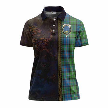 Tartan Vibes Clothing Stirling Tartan Family Crest Women's Polo Shirt Alba Gu Brath Be Brave Lion Ancient Style