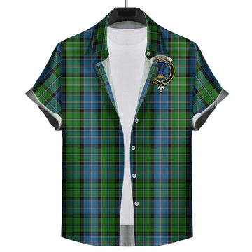 Stirling Tartan Short Sleeve Button Down Shirt with Family Crest