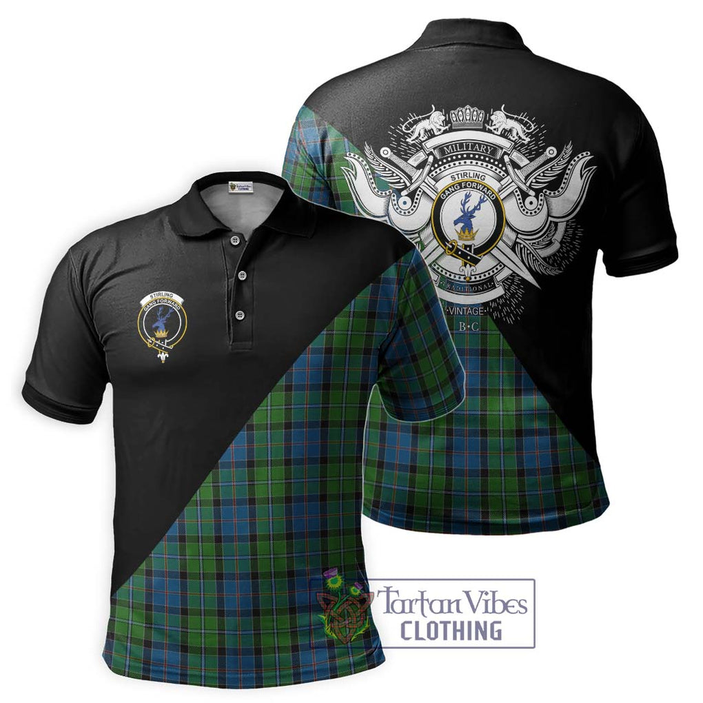Stirling Tartan Polo Shirt with Family Crest and Military Logo Style Kid - Tartanvibesclothing Shop