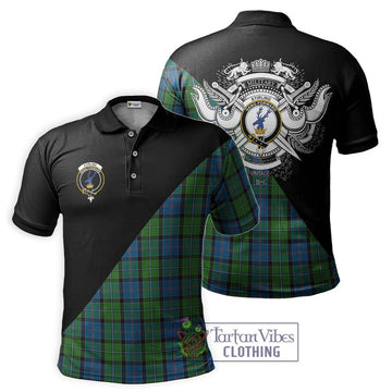 Stirling Tartan Polo Shirt with Family Crest and Military Logo Style Kid - Tartanvibesclothing Shop
