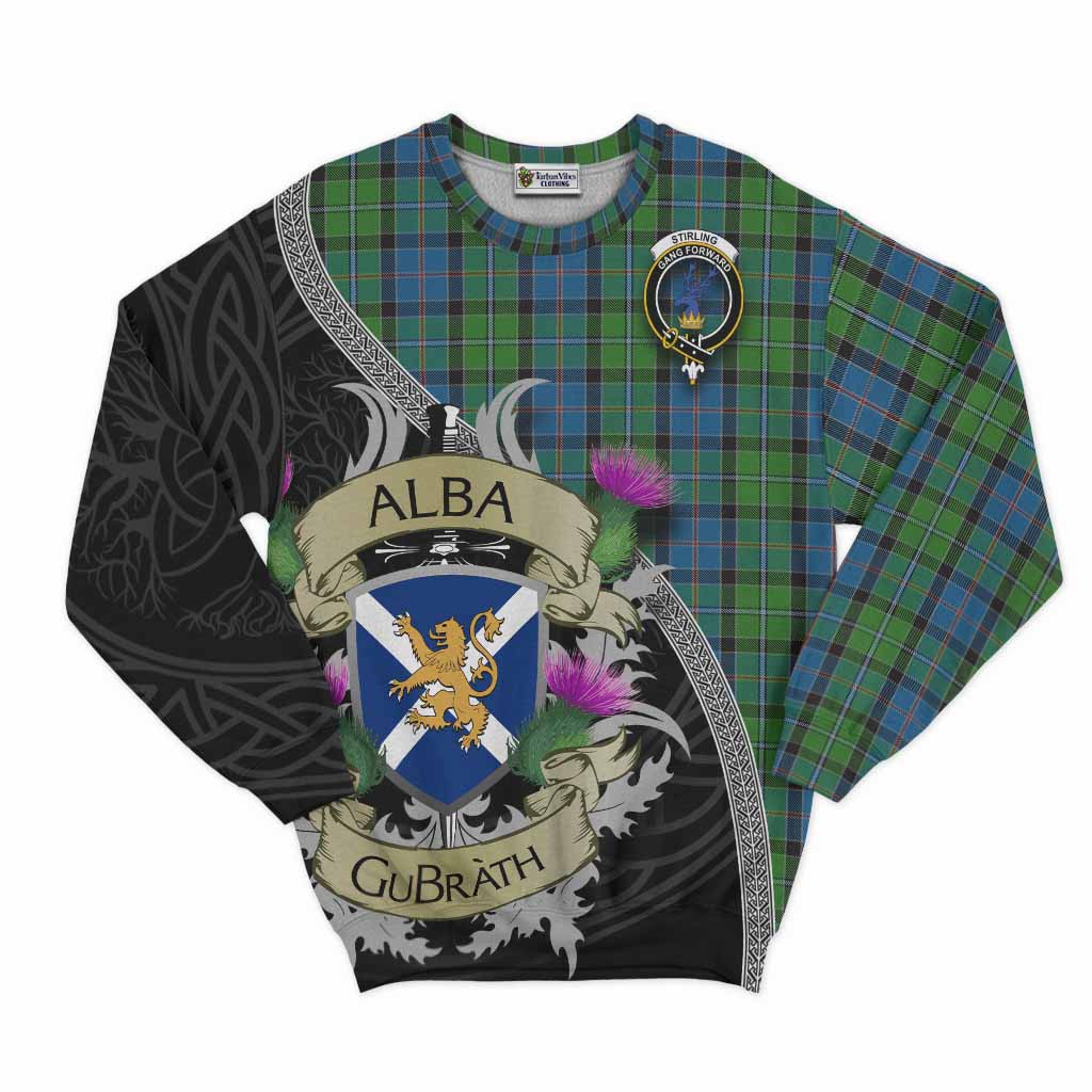 Tartan Vibes Clothing Stirling Tartan Family Crest Sweatshirt Lion Rampant Royal Thistle Shield Celtic Inspired