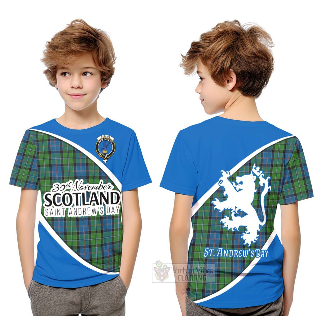 Tartan Vibes Clothing Stirling Family Crest Tartan Kid T-Shirt Celebrate Saint Andrew's Day in Style