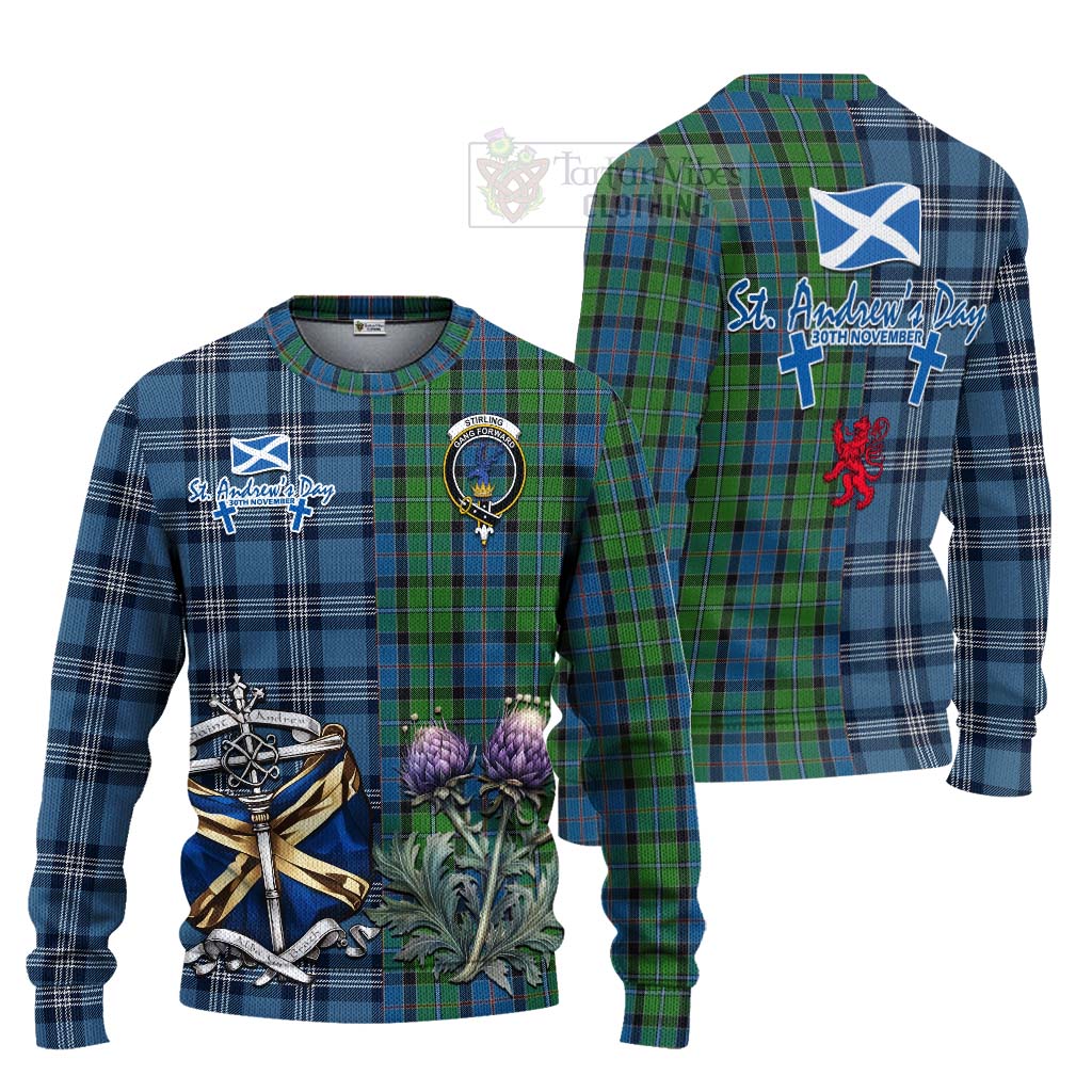 Tartan Vibes Clothing Stirling Tartan Knitted Sweater Happy St. Andrew's Day Half Tartan Style