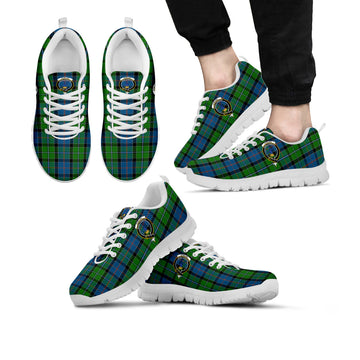 Stirling Tartan Sneakers with Family Crest Kid's Sneakers - Tartan Vibes Clothing